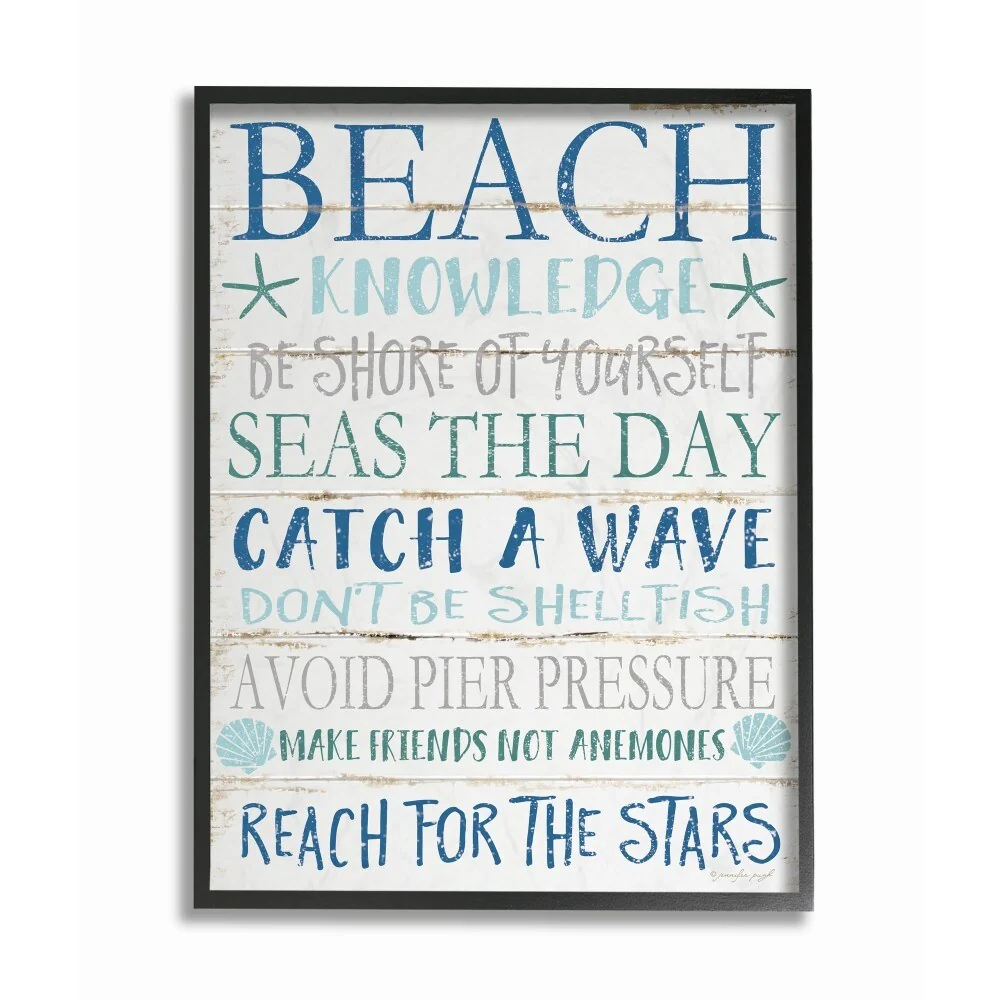 Home Decor Beach Knowledge Blue Aqua and White Planked Look Sign, 11 x 14, Design By Artist Jennifer Pugh