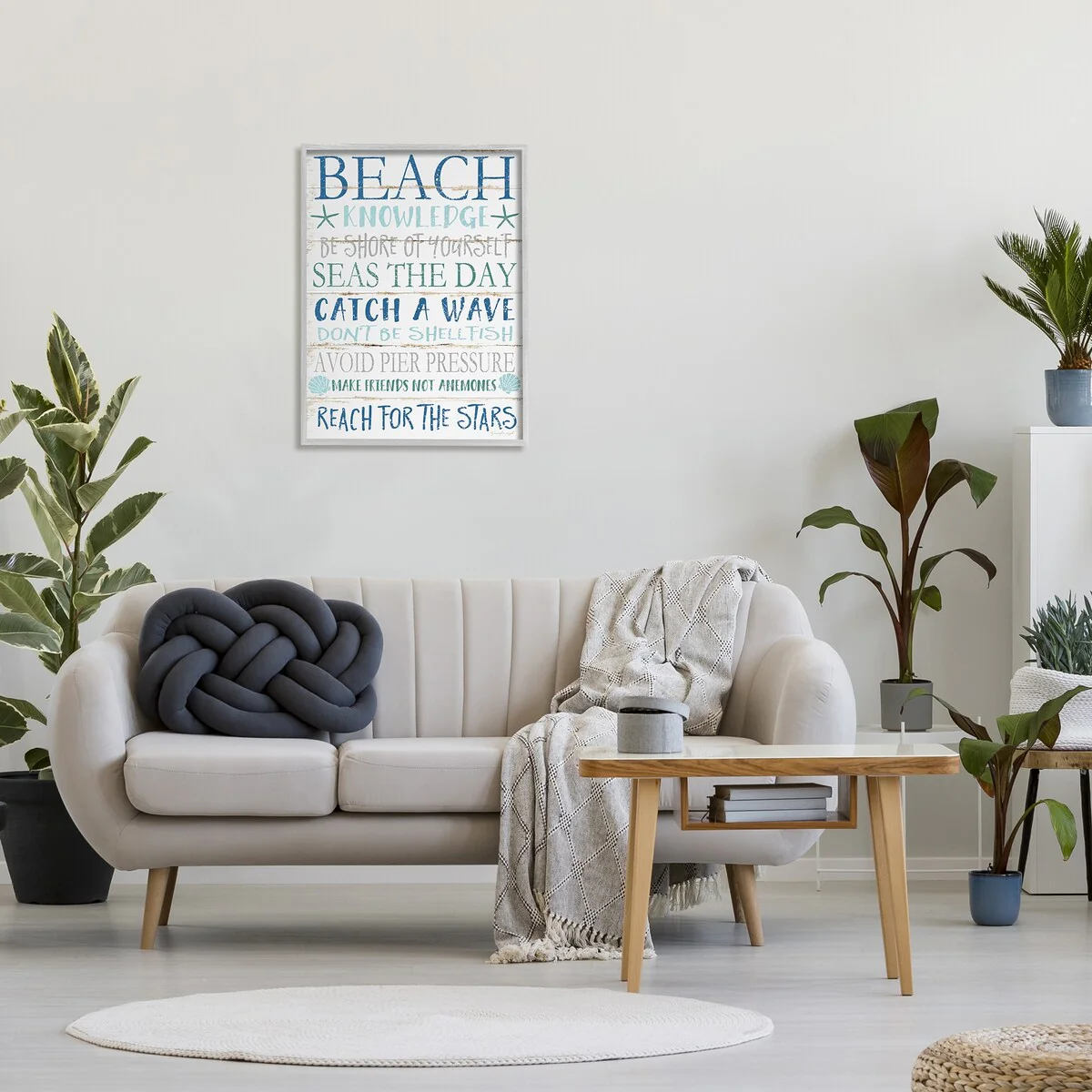 Home Decor Beach Knowledge Blue Aqua and White Planked Look Sign, 11 x 14, Design By Artist Jennifer Pugh