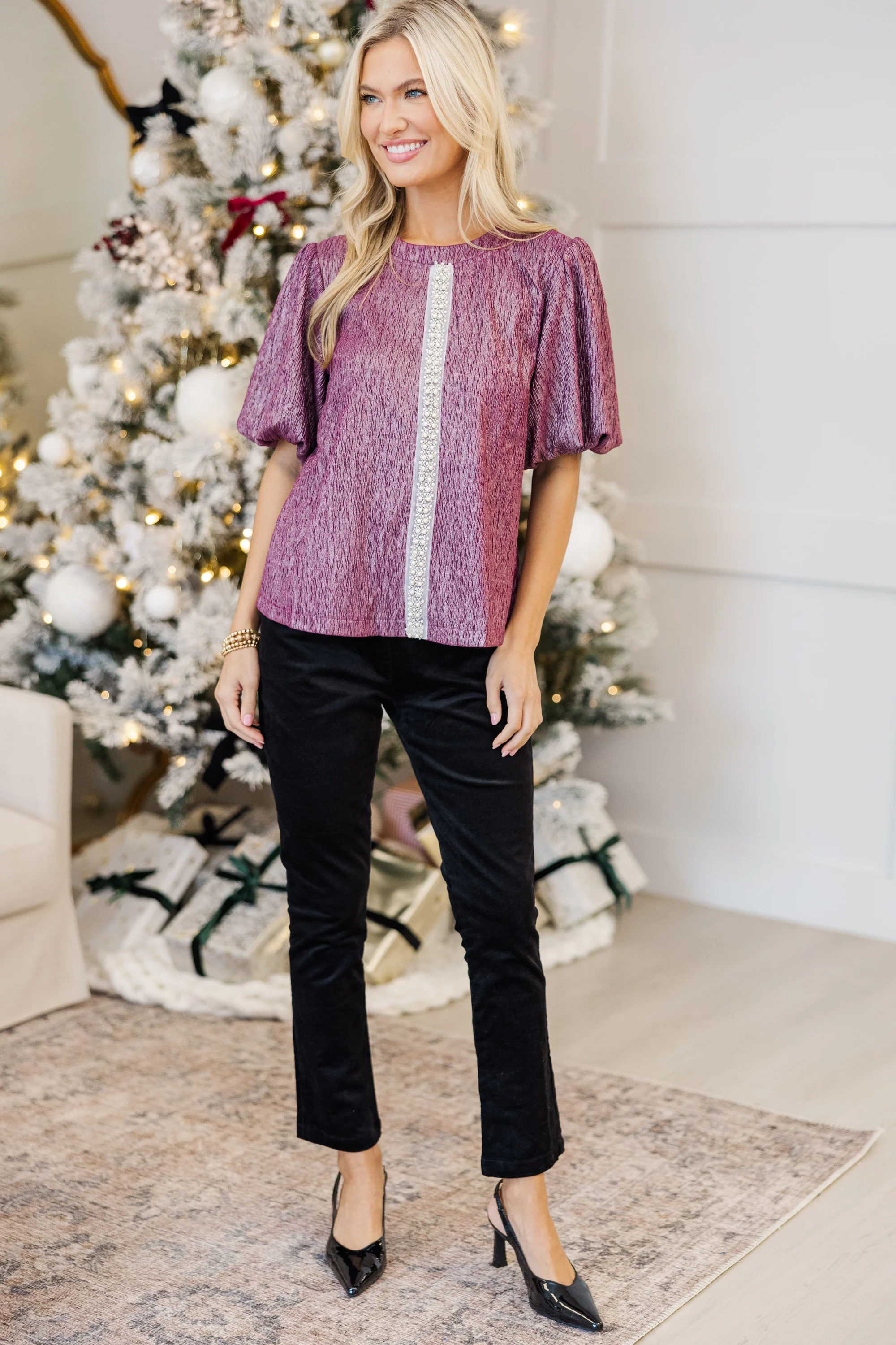 Purple Embellished Blouse