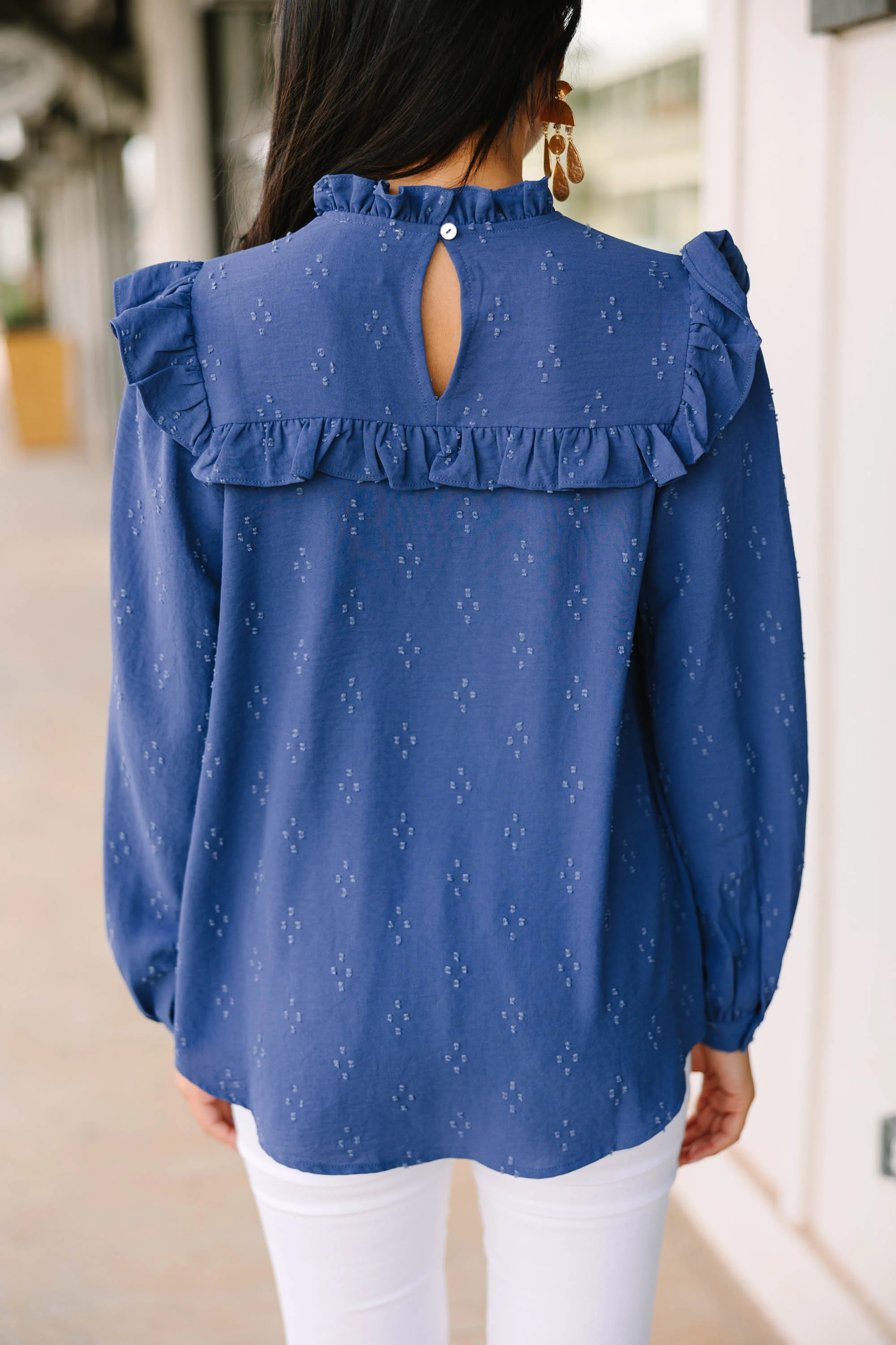 Blue Ruffled Blouse
