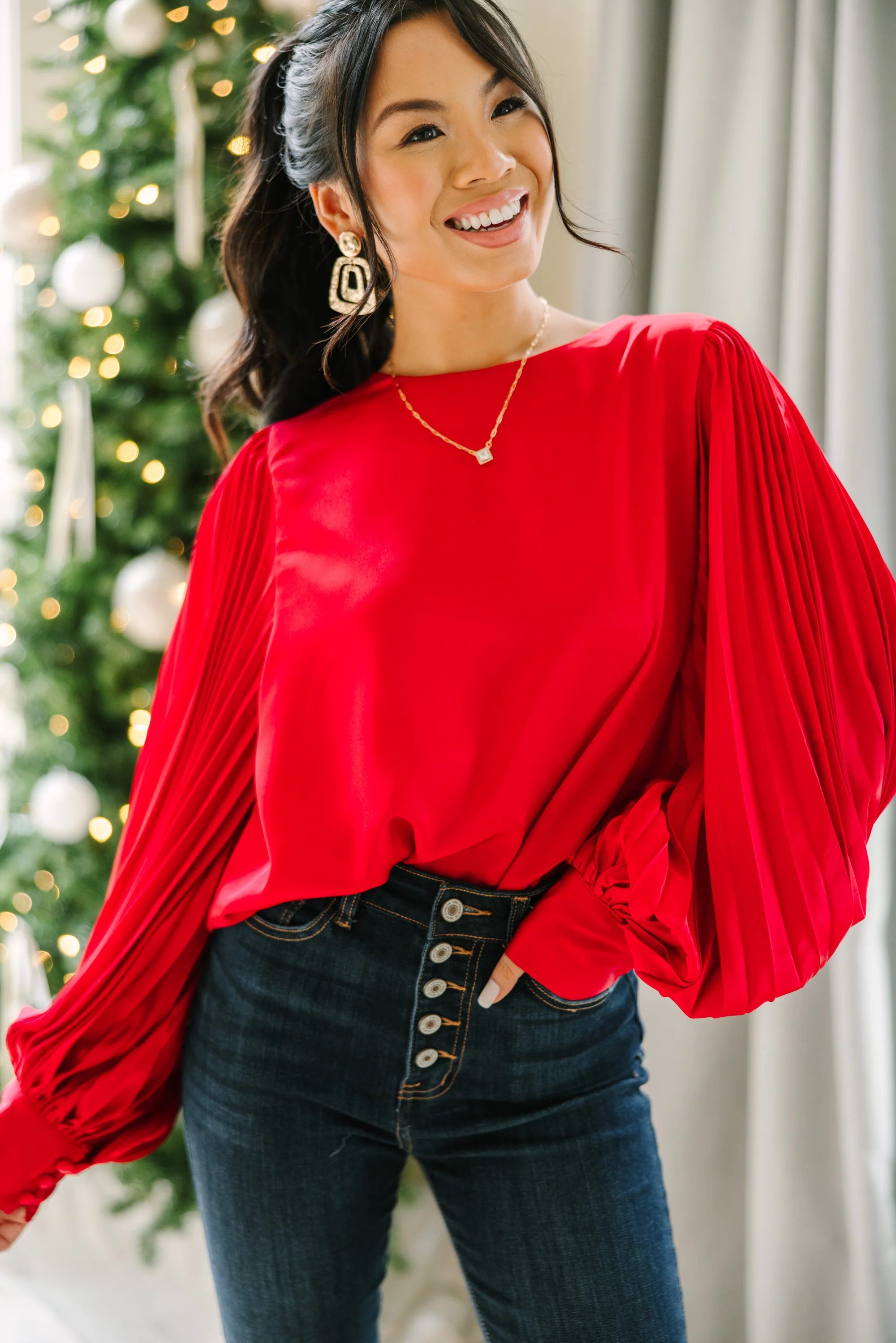 Red Satin Blouse