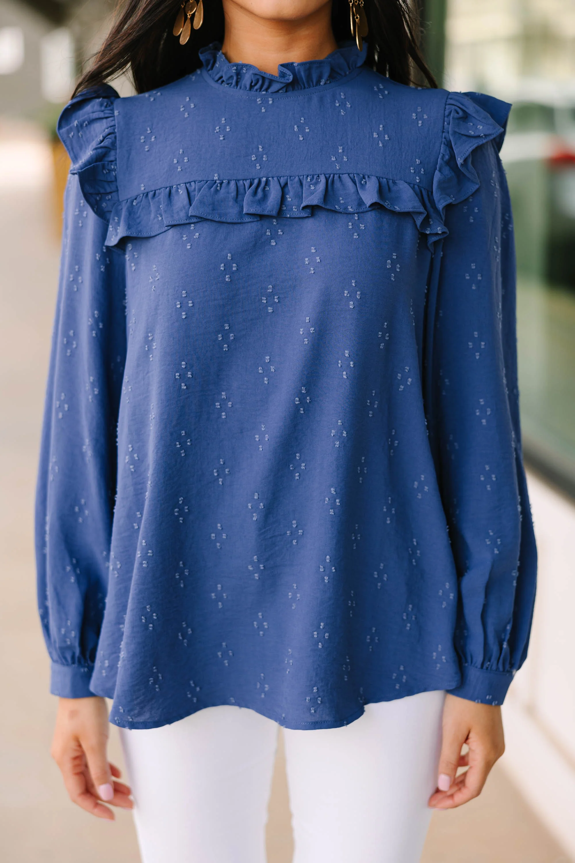 Blue Ruffled Blouse